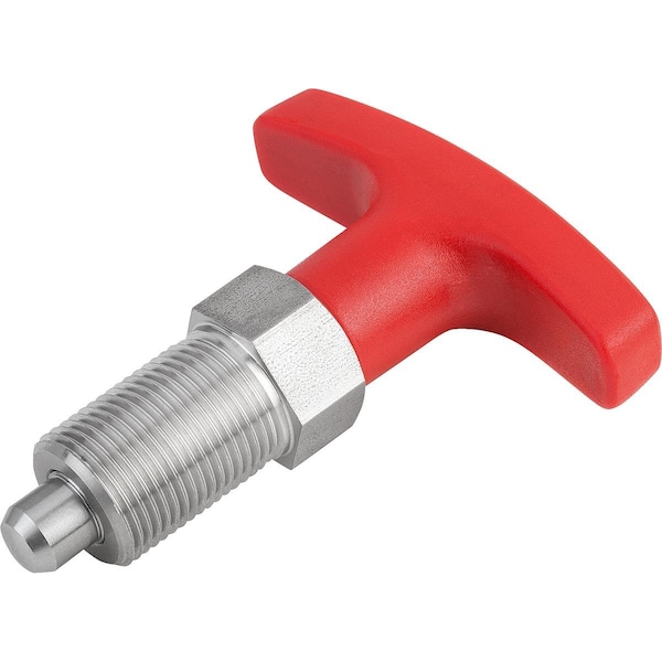 Indexing Plunger Size:4 D1=M20X1, 5, D=10, Form:A Wout Locknut, Stainless Hardened, Comp:Pa Comp:Red
